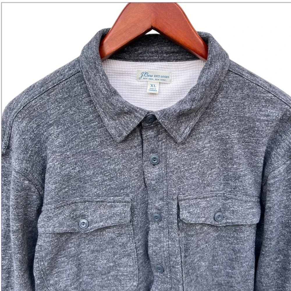 J Crew XL Gray Waffle Thermal‎ Lined Shirt Men Shacket Workwear Gorpcore Utility
